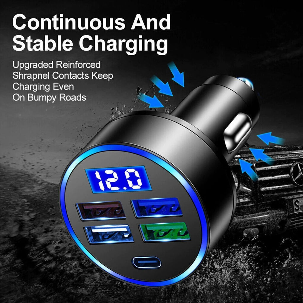 5 USB Port Super Fast Car Charger Adapter For iPhone Samsung Android Cell Phone