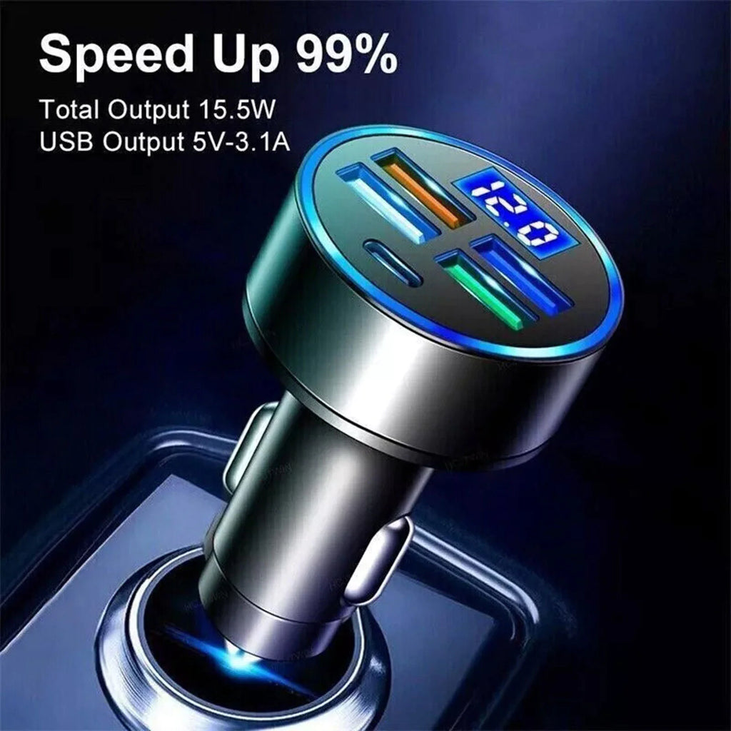 5 USB Port Super Fast Car Charger Adapter For iPhone Samsung Android Cell Phone
