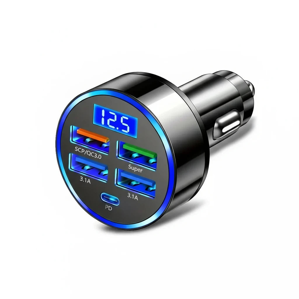 5 USB Port Super Fast Car Charger Adapter For iPhone Samsung Android Cell Phone